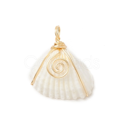 Natural Spiral Shell Copper Wire Wrapped Pendants PALLOY-TA00015-1