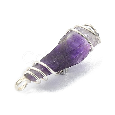 Natural Amethyst Pendants PALLOY-JF02086-03-1