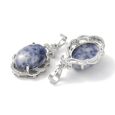 Natural Blue Spot Jasper Oval Pendants G-NH0025-15P-05-1