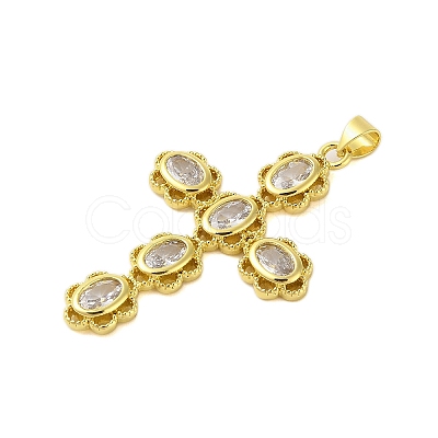Rack Plating Brass Clear Cubic Zirconia Pendants KK-S380-32G-A-1