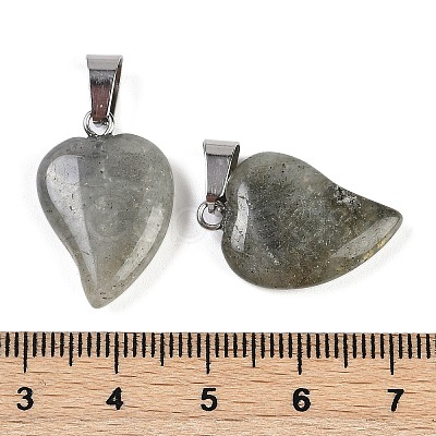 Natural Labradorite Heart Pendants G-H073-03P-08-1