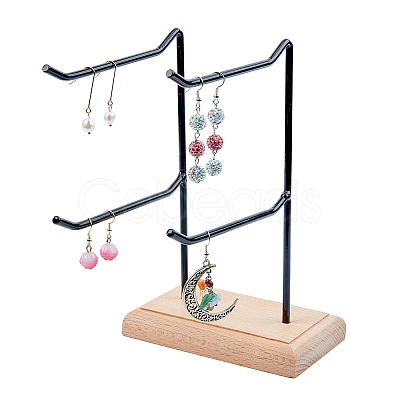 2-Tier 2-Row Wood Jewelry Display Stands EDIS-WH0016-008B-1