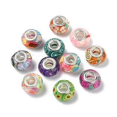 60Pcs 12 Styles Transparent Resin European Rondelle Beads RPDL-CJ0001-08-1