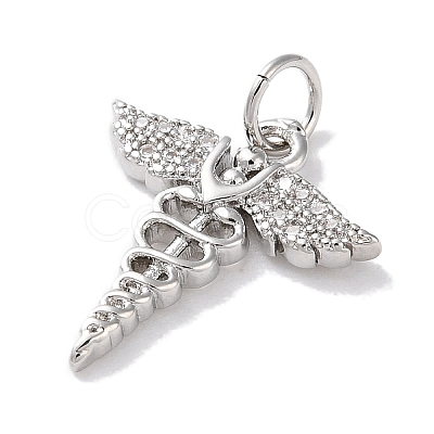 Rack Plating Brass Micro Pave Clear Cubic Zirconia Pendants KK-Z039-13P-1