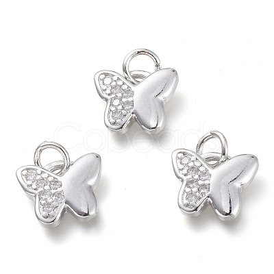 Brass Micro Pave Clear Cubic Zirconia Pendants KK-P188-Q01-P-1