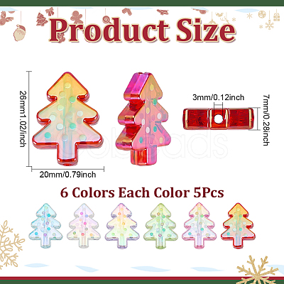 30Pcs 6 Colors UV Plating Transparent Acrylic Beads TACR-WR0001-01-1