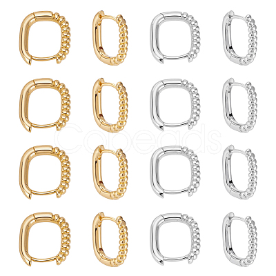 16Pcs 2 Colors Half Spiral Rectangle Brass Hoop Earrings for Women EJEW-UN0003-26-1