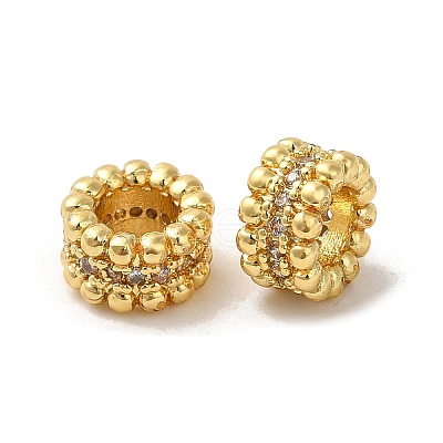 Rack Plating Brass Micro Pave Cubic Zirconia European Beads KK-K377-02G-1