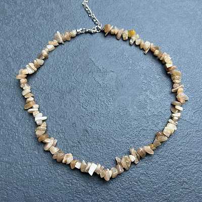 Natural Sunstone Chip Beaded Necklaces for Women IW6789-39-1