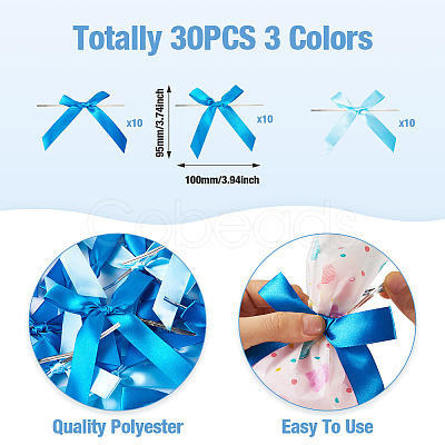 30Pcs 3 Colors Polyester Satin Bowknot for Ornament Accessories DIY-TA0010-77B-1