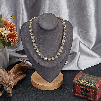 1Pc Heart Zinc Alloy Crystal Rhinestone Cup Chain Tennis Necklaces for Women NJEW-SP0001-06G-1