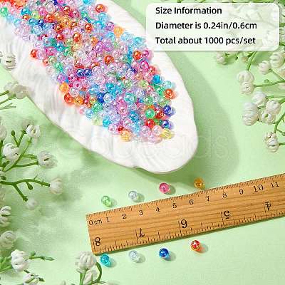 1000Pcs UV Plating Transparent Acrylic Beads OACR-SZ0001-55-1