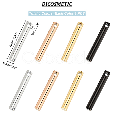 DICOSMETIC 8Pcs 4 Colors Ion Plating(IP) 304 Stainless Steel Charms STAS-DC0008-34-1