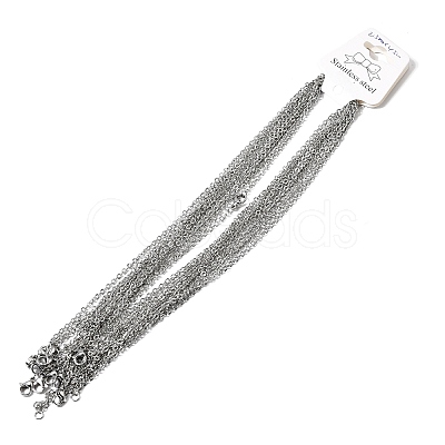 12Pcs 2.4MM 304 Stainless Steel Textured Cable Chain Necklaces for Men Women NJEW-H093-18P-02-1