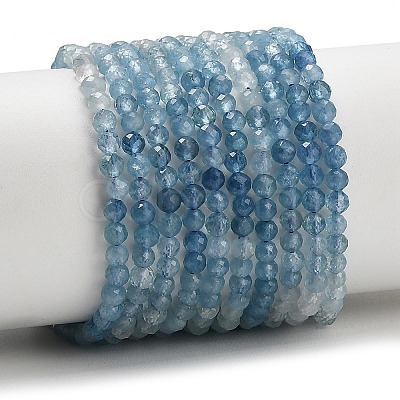 Gradient Color Natural Devil Blue Aquamarine Beads Strands G-NH0072-B01-4mm-1