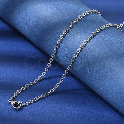 12Pcs 2.4MM 304 Stainless Steel Textured Cable Chain Necklaces for Men Women NJEW-H093-18P-02-1