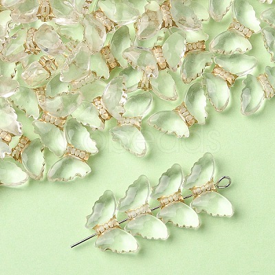 100Pcs Plating Transparent Acrylic Beads TACR-YW0003-17-1