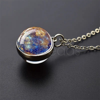Luminous Round Alloy with Glass Planet Pendant Necklaces FS-WG4A1FF-05-1