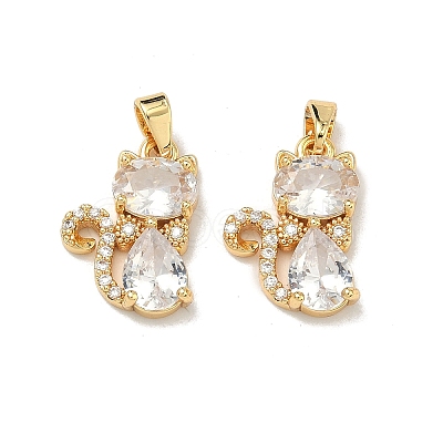 Brass Micro Pave Clear Cubic Zirconia Pendants KK-H265-05G-1