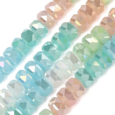 Electroplate Transparent Glass Beads Strands EGLA-K015-17-1
