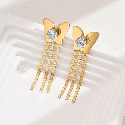 Fashionable Vintage Tassel 201 Stainless Steel Stud Earrings OP9629-1-1