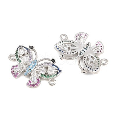 Brass Micro Pave Colorful Cubic Zirconia Connector Charms CU-CBA908F-04P-05-1