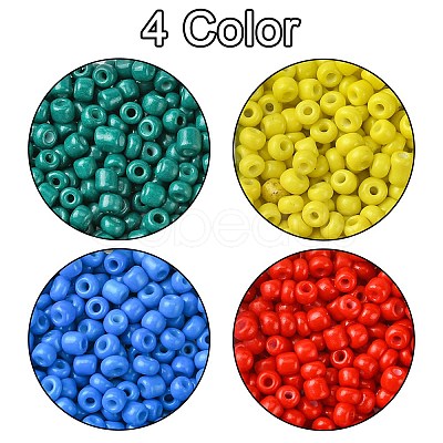 800pcs 4 Colors Baking Paint 15/0 Glass Round Seed Beads SEED-FS0001-21B-1
