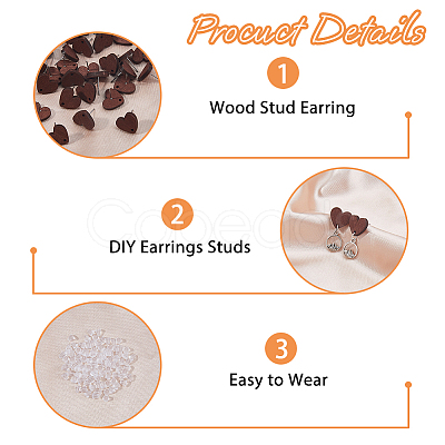 60Pcs Wood Stud Earrings Finding EJEW-FI0003-33A-1