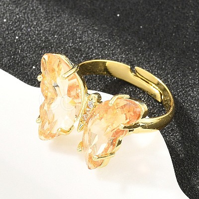 Brass Micro Pave Cubic Zirconia Finger Rings GL-CBA65A8-01G-1