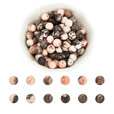 Natural Pink Zebra Jasper Beads Strands G-AR0001-91-1