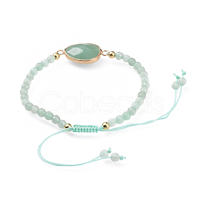 Adjustable Natural Green Aventurine Braided Bead Bracelets BJEW-JB04559-03-1