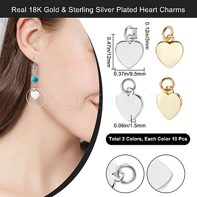 20pcs 2 Styles Rack Plating Brass Charms FIND-BBC0015-86-1