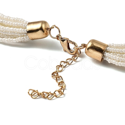 Bohemia Style Glass Seed Bead Multi-strand Necklaces NJEW-H063-02G-1