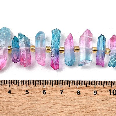 Electroplated Natural Quartz Crystal Beads Strands G-F800-D13-1