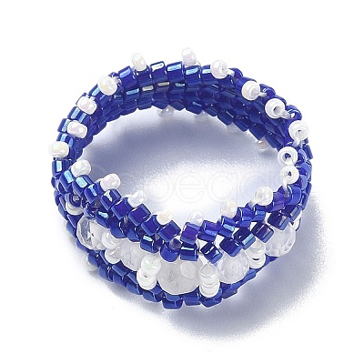 Glass Seed Bead Braided Rings RJEW-MZ00006-1