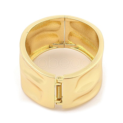 Non-Tarnish Vintage Hammered Alloy Wide Hinged Bangles for Women BJEW-L629-08G-1
