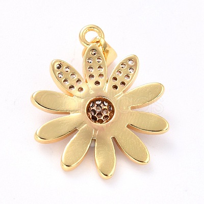 Real 18K Gold Plated Brass Micro Pave Cubic Zirconia Pendants ZIRC-L100-087G-07-1