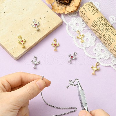 8Pcs 4 Styles Brass Micro Pave Cubic Zirconia Pendants KK-CJ0004-23-1