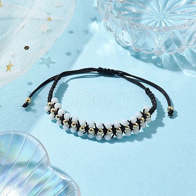 Adjustable Faceted Glass Nylon Cord Braided Bead Bracelets for Women Men BJEW-JB10369-1