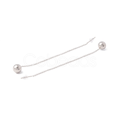 Tarnish Resistant Long Chain with Round Ball Dangle Stud Earrings EJEW-A067-13P-1