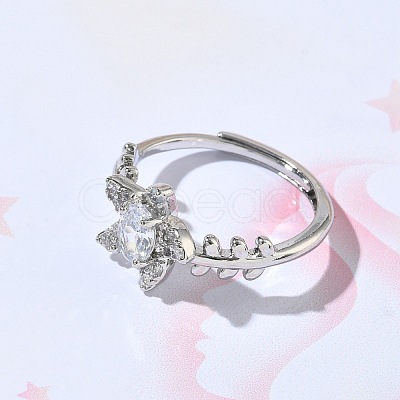 Brass Micro Pave Cubic Zirconia Finger Rings RJEW-C163-05P-1