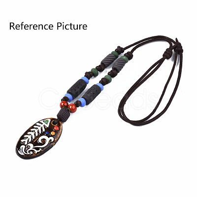 Vintage Glazed Tribal Face Porcelain Big Pendants PORC-T006-31-1