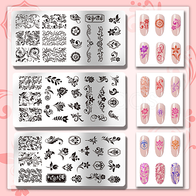 Stainless Steel DIY Nail Art Templates MRMJ-WH0092-045-1