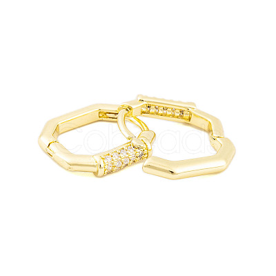 Rack Plating Brass Micro Pave Clear Cubic Zirconia Hoop Earrings for Women EJEW-P278-02G-1