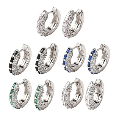 Brass Micro Pave Cubic Zirconia Hoop Earrings KK-CBA8324-22P-1