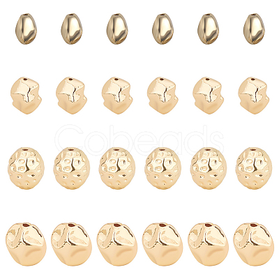 24Pcs 4 Style Brass Beads KK-PH0006-16-1
