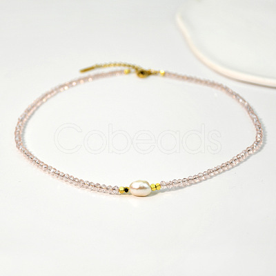 Natural Freshwater Pearl & Glass Beaded Necklaces for Women AC5368-8-1
