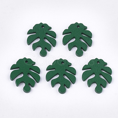 Painted Poplar Wood Pendants X-WOOD-T021-11F-1