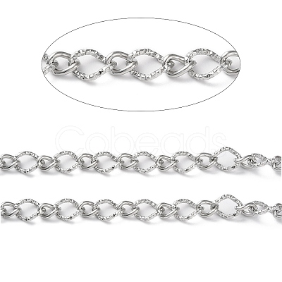 Tarnish Resistant 304 Stainless Steel Textured Twist Oval Link Chains CHS-G027-05P-1