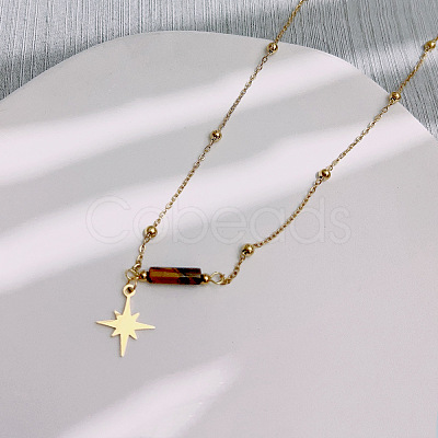 Natural Tiger Eye Column Pendant Necklaces SZ2412-1-1